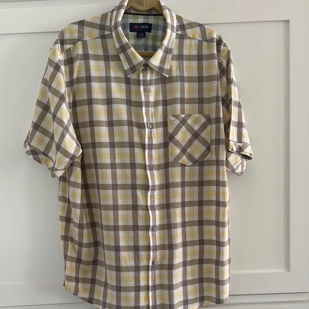 Men's Yellow Plaid Shirt XXL